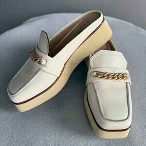 Naked Feet Elect Loafer -  Size 8.5 Platform - mule gold chain link Square Toe